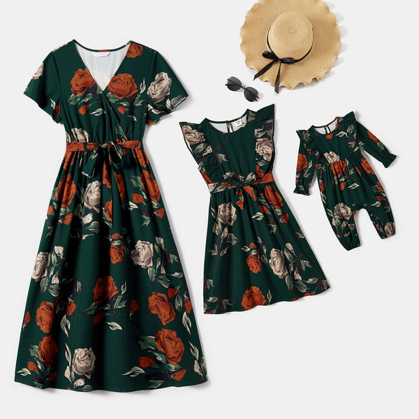 Mommy and Me Allover Floral Print Belted Dresses - 20708643