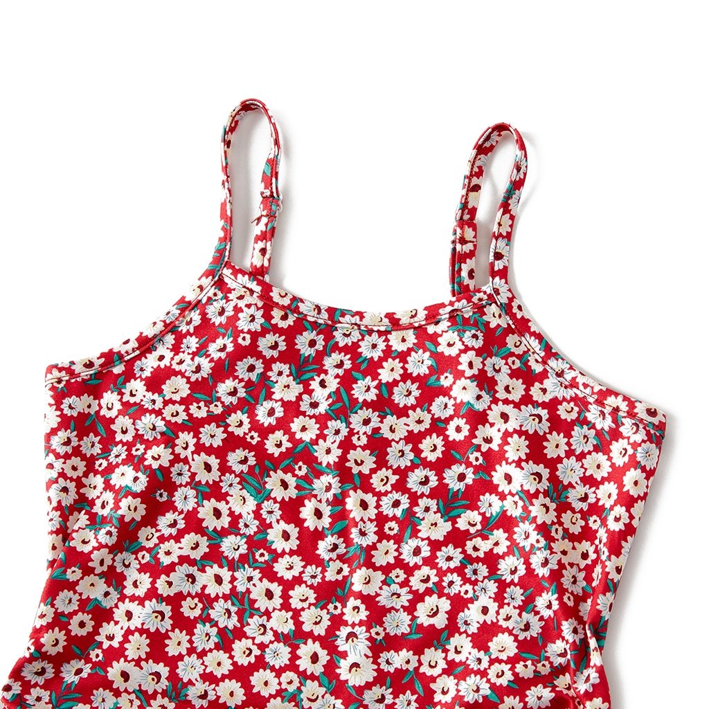 Mommy and Me Allover Floral Print Drawstring Ruched Bodycon Cami Dresses - 20557242