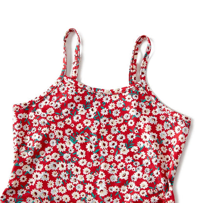 Mommy and Me Allover Floral Print Drawstring Ruched Bodycon Cami Dresses - 20557242