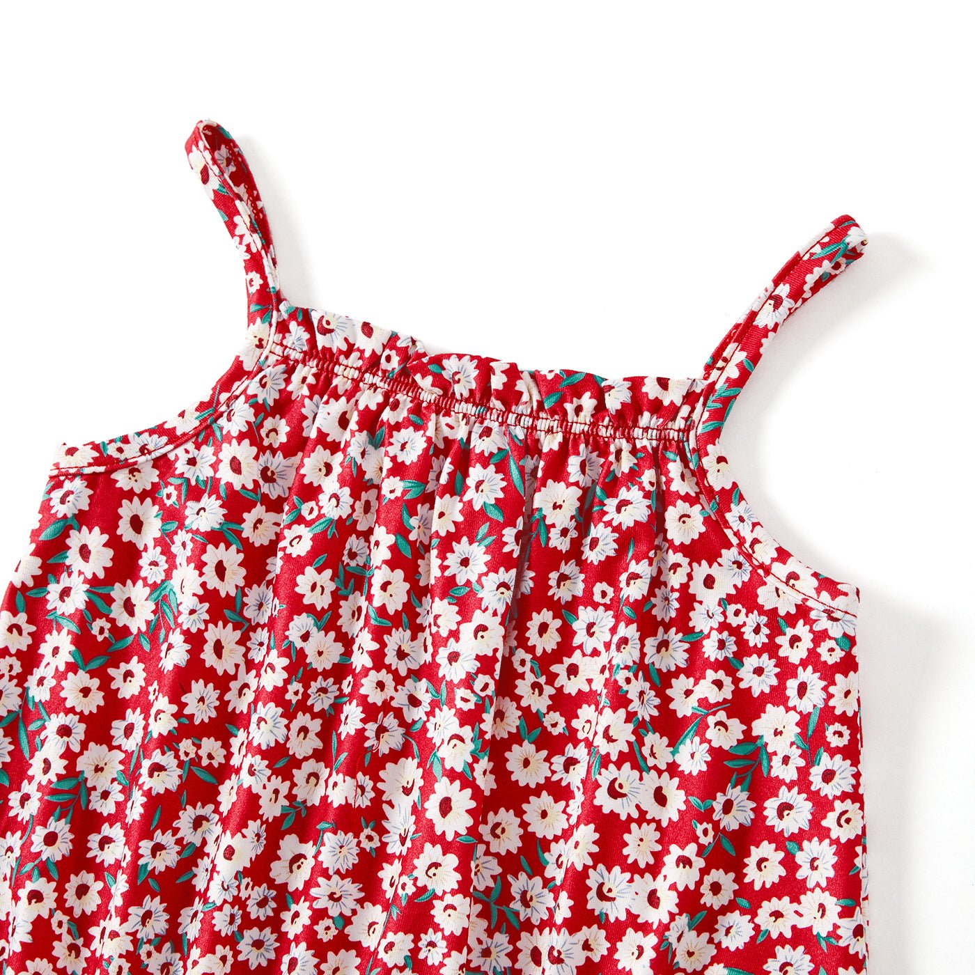 Mommy and Me Allover Floral Print Drawstring Ruched Bodycon Cami Dresses - 20557242