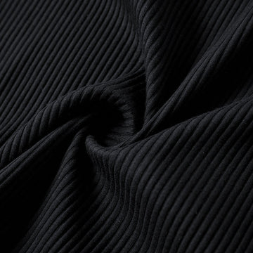 Mommy and Me Black Cotton Ribbed Halter Bodycon Dresses - 20571313