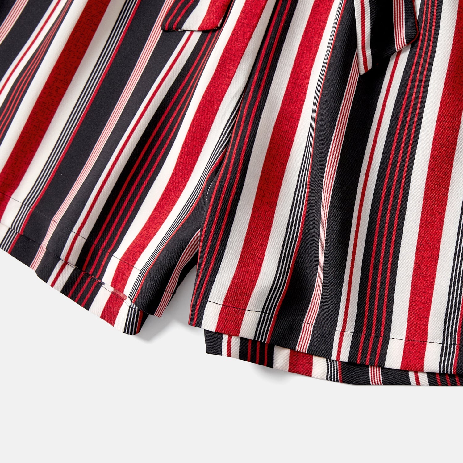 Mommy and Me Black Cotton Ribbed Spliced Striped Belted Cami Rompers - 20590075