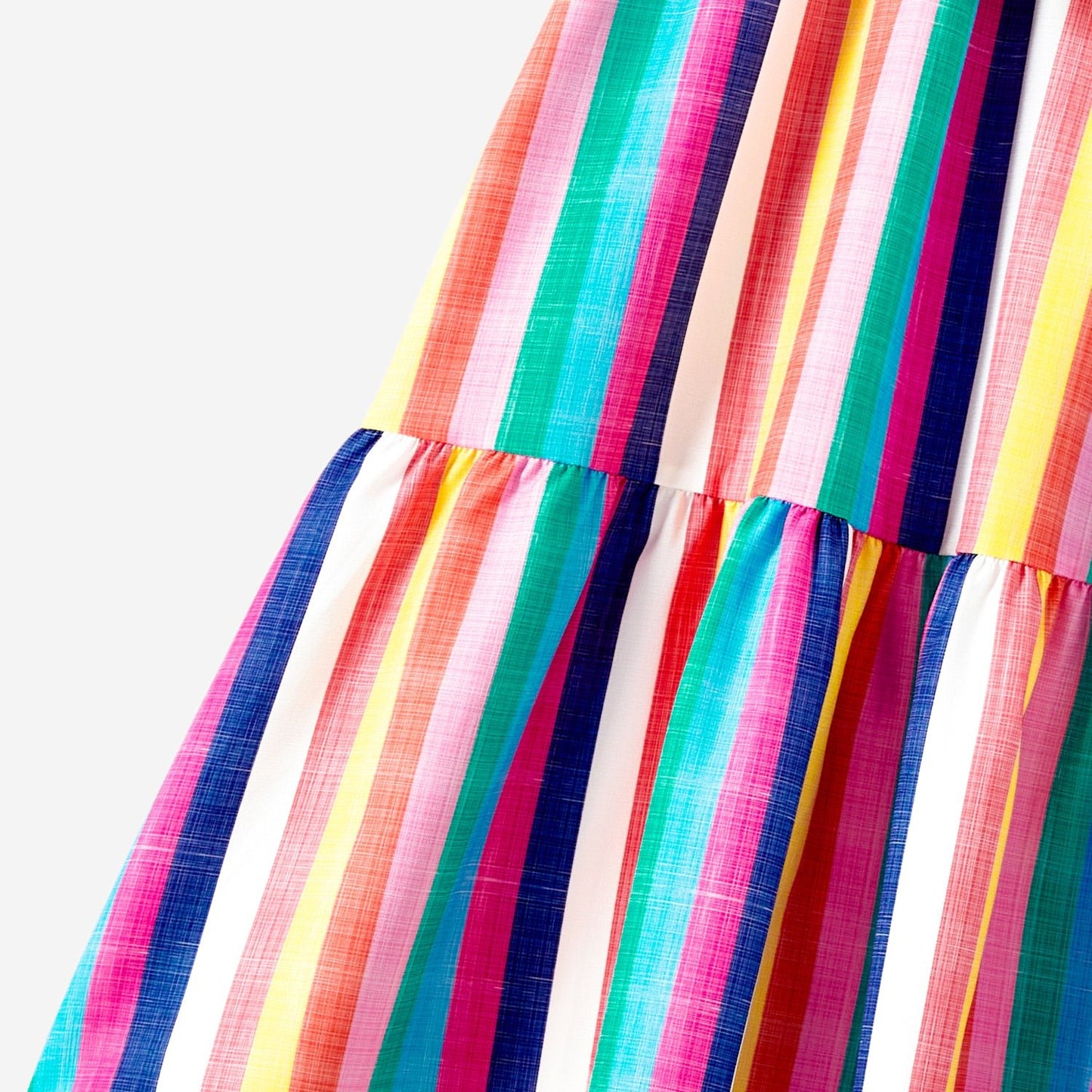 Mommy and Me Colorful Striped Sleeveless Belted Dresses - 20572651