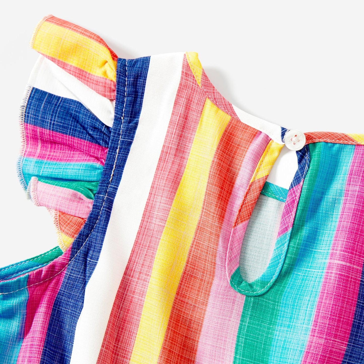 Mommy and Me Colorful Striped Sleeveless Belted Dresses - 20572651