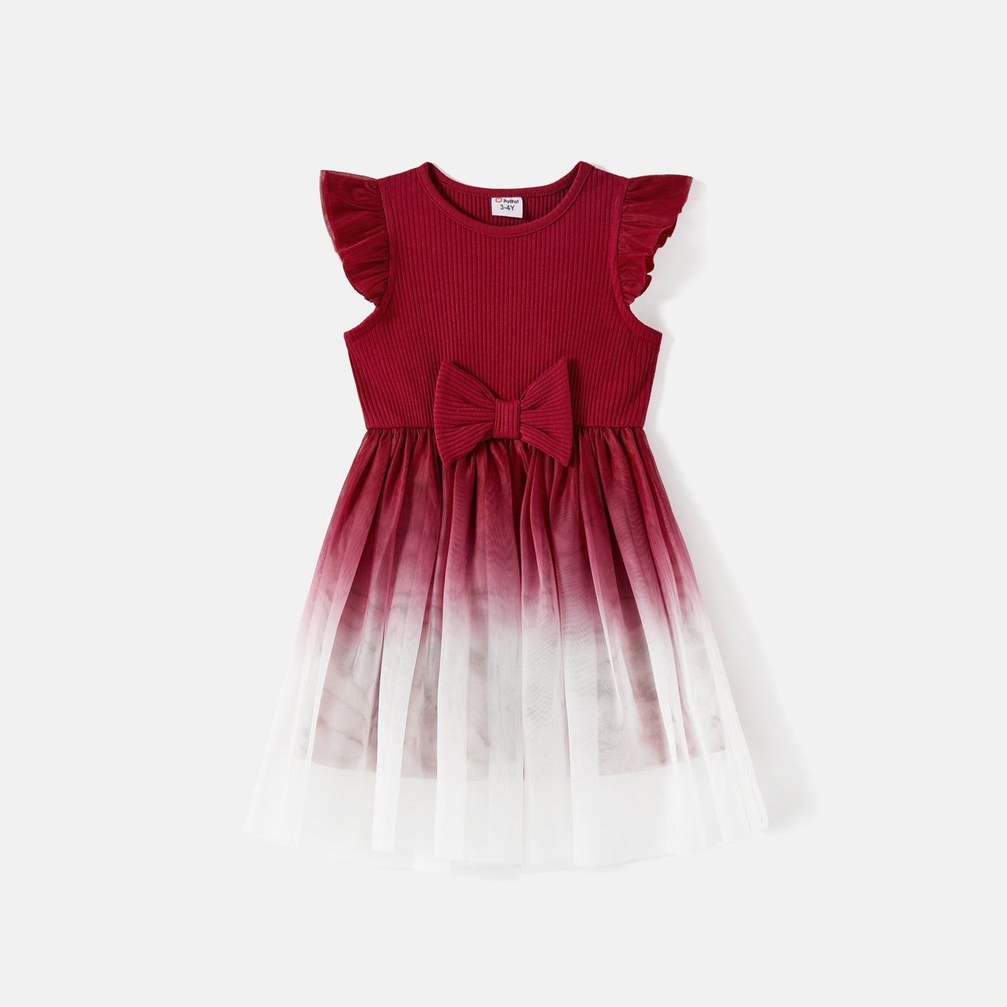 Mommy and Me Cotton Ribbed Spliced Ombre Mesh Dresses - 20598454