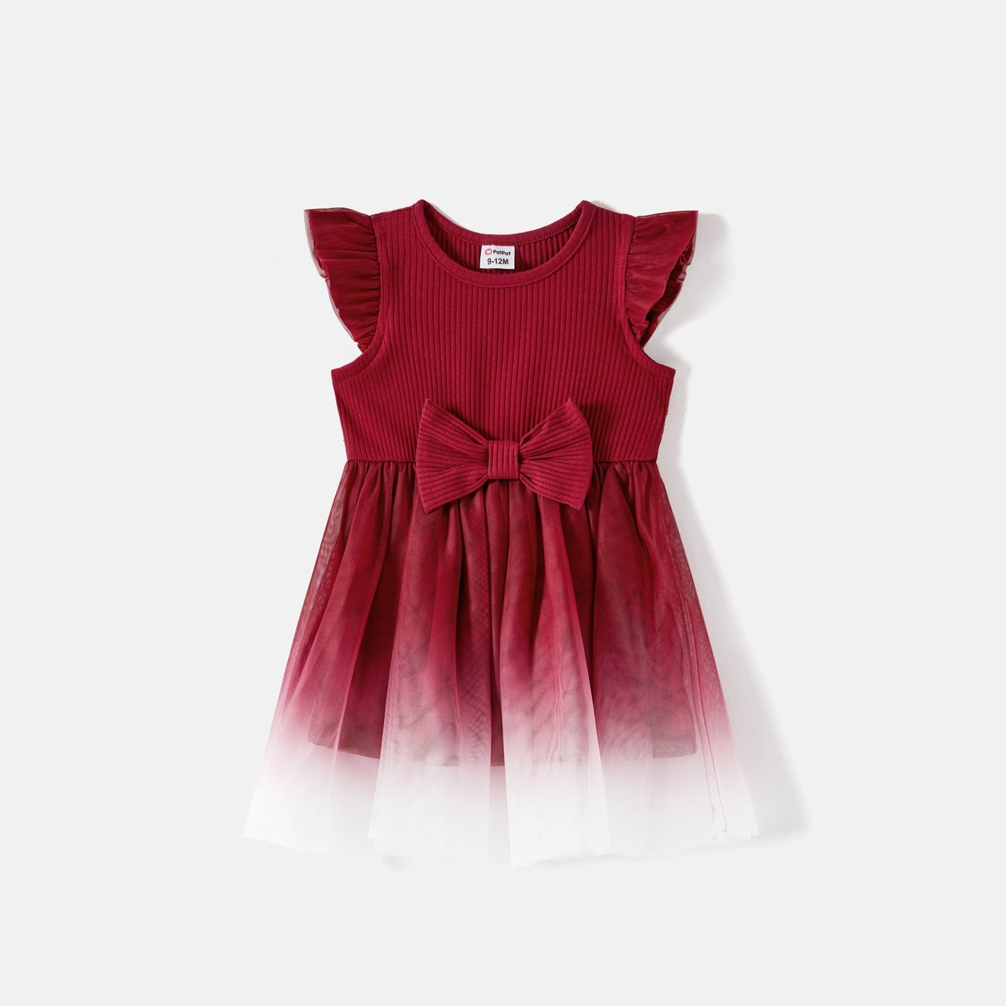 Mommy and Me Cotton Ribbed Spliced Ombre Mesh Dresses - 20598454