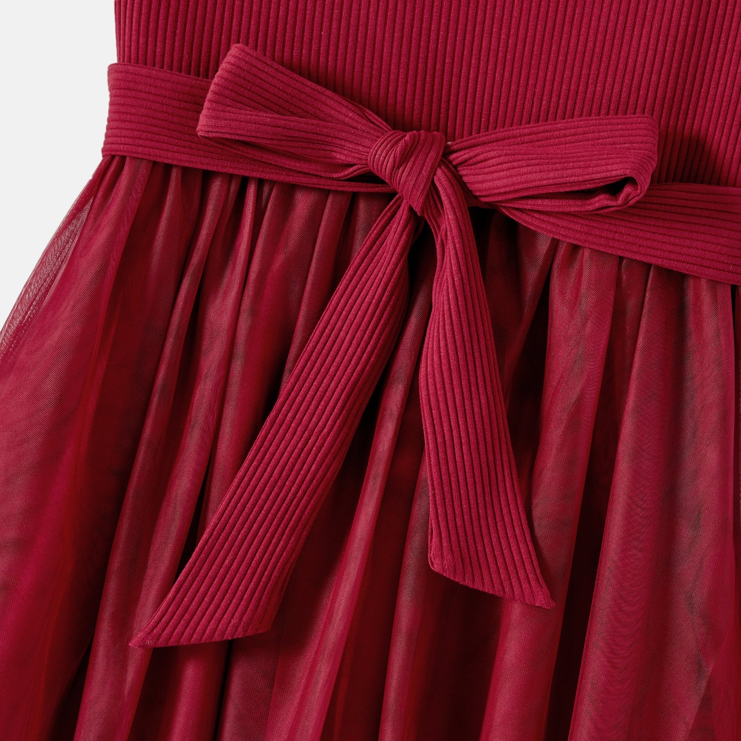 Mommy and Me Cotton Ribbed Spliced Ombre Mesh Dresses - 20598454