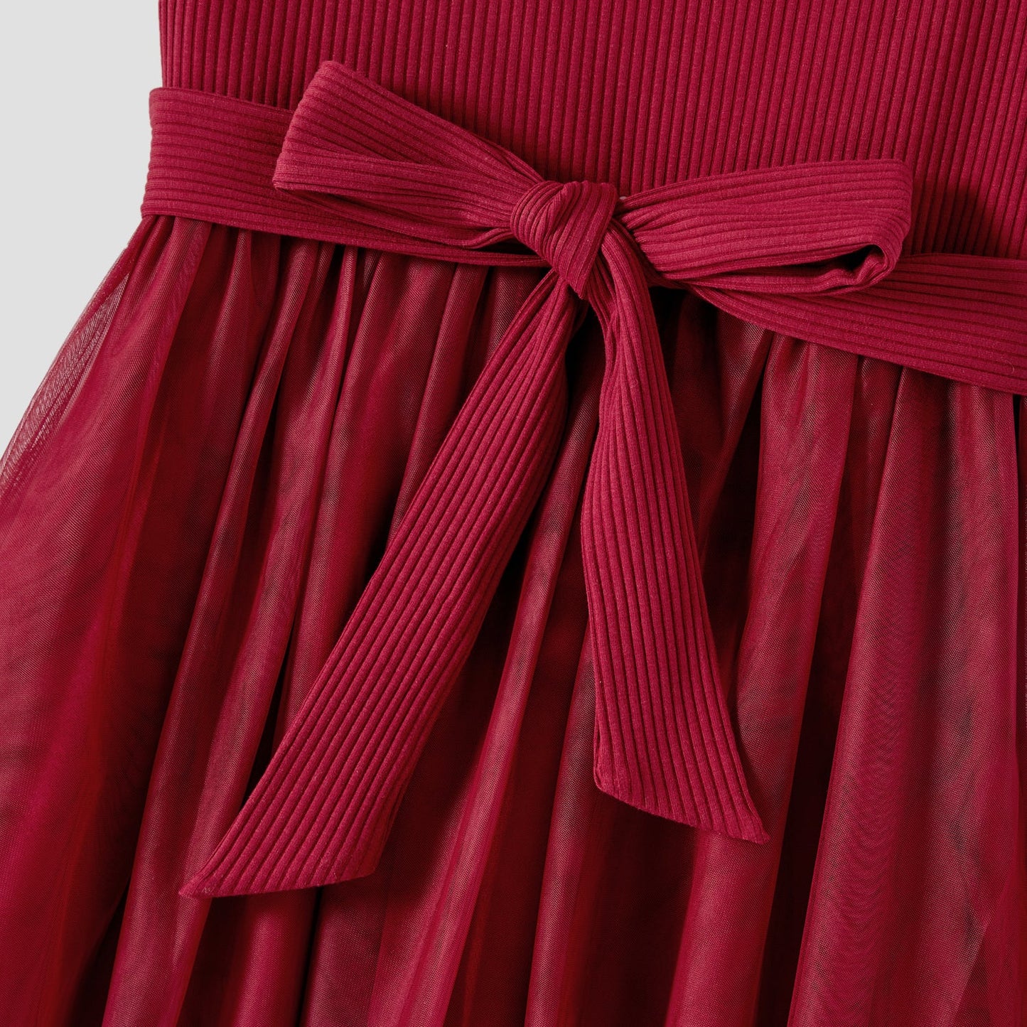 Mommy and Me Cotton Ribbed Spliced Ombre Mesh Dresses - 20598454
