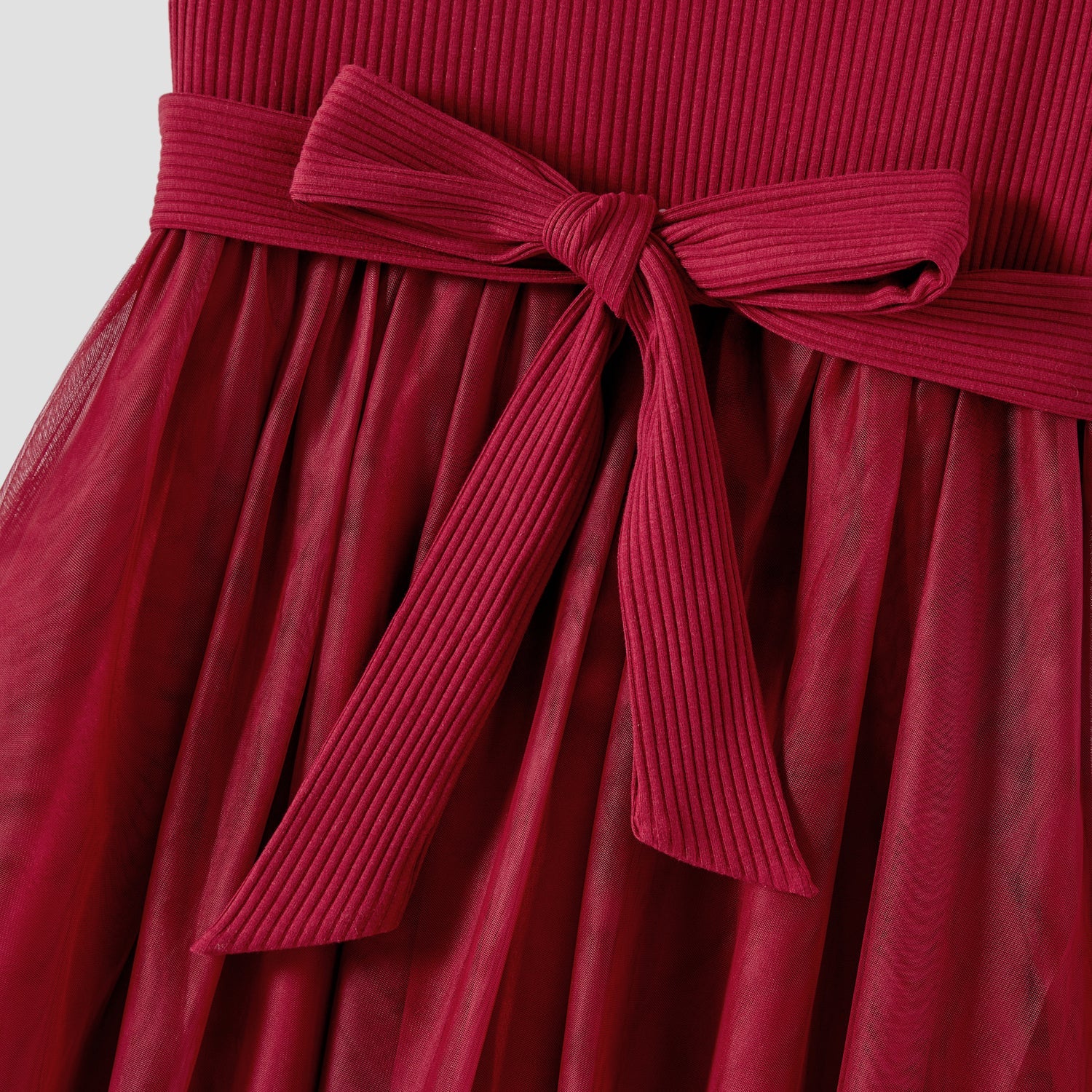 Mommy and Me Cotton Ribbed Spliced Ombre Mesh Dresses - 20598454