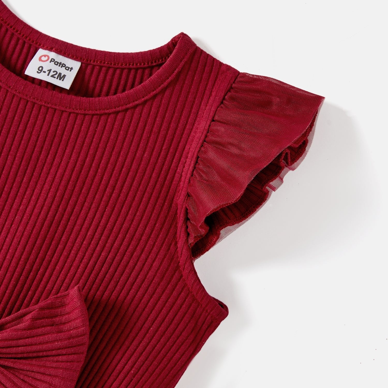 Mommy and Me Cotton Ribbed Spliced Ombre Mesh Dresses - 20598454