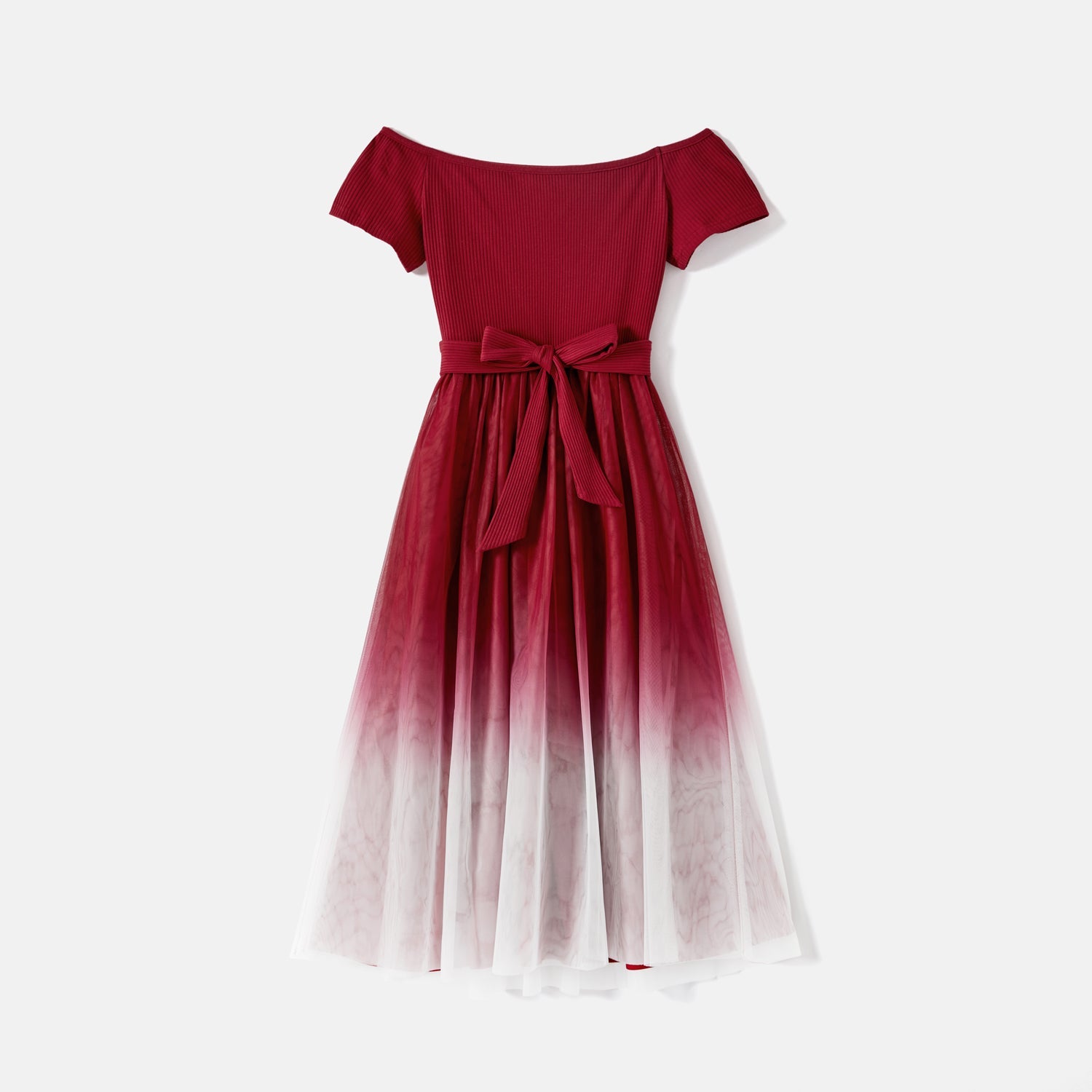 Mommy and Me Cotton Ribbed Spliced Ombre Mesh Dresses - 20598454