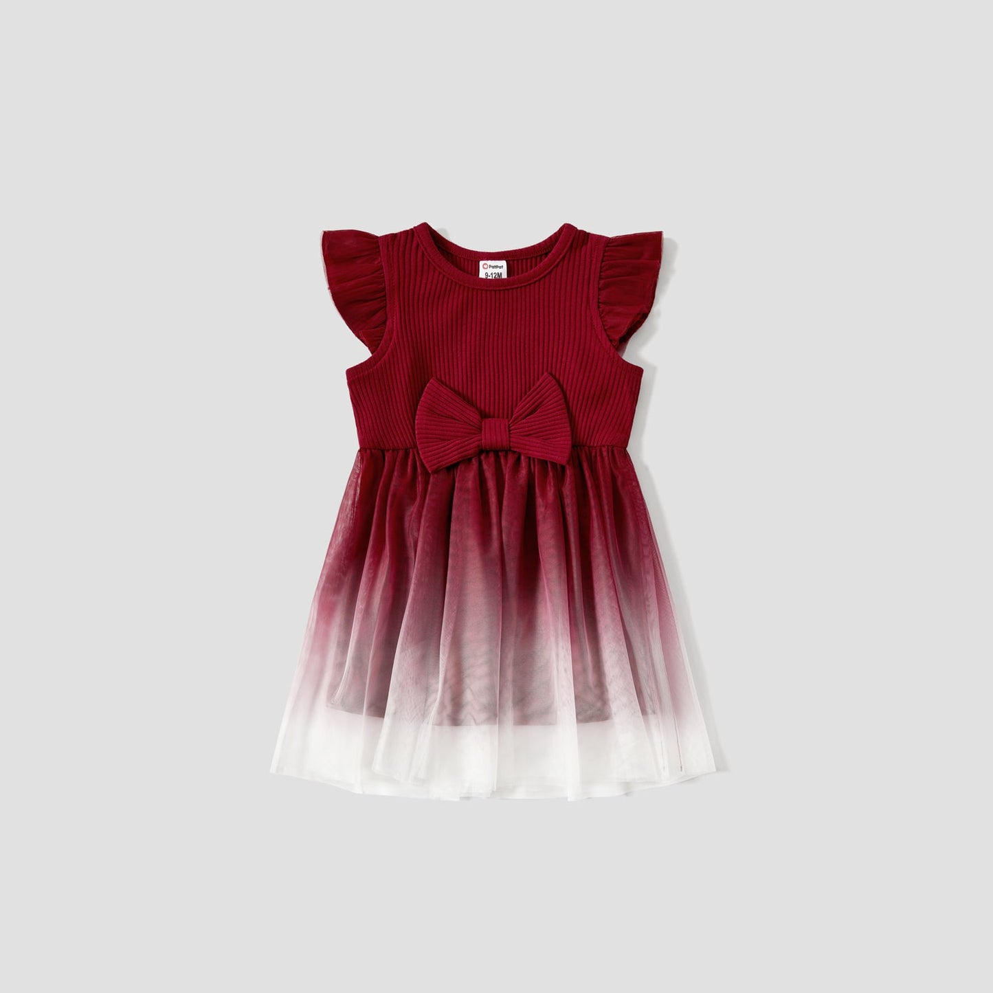 Mommy and Me Cotton Ribbed Spliced Ombre Mesh Dresses - 20598454