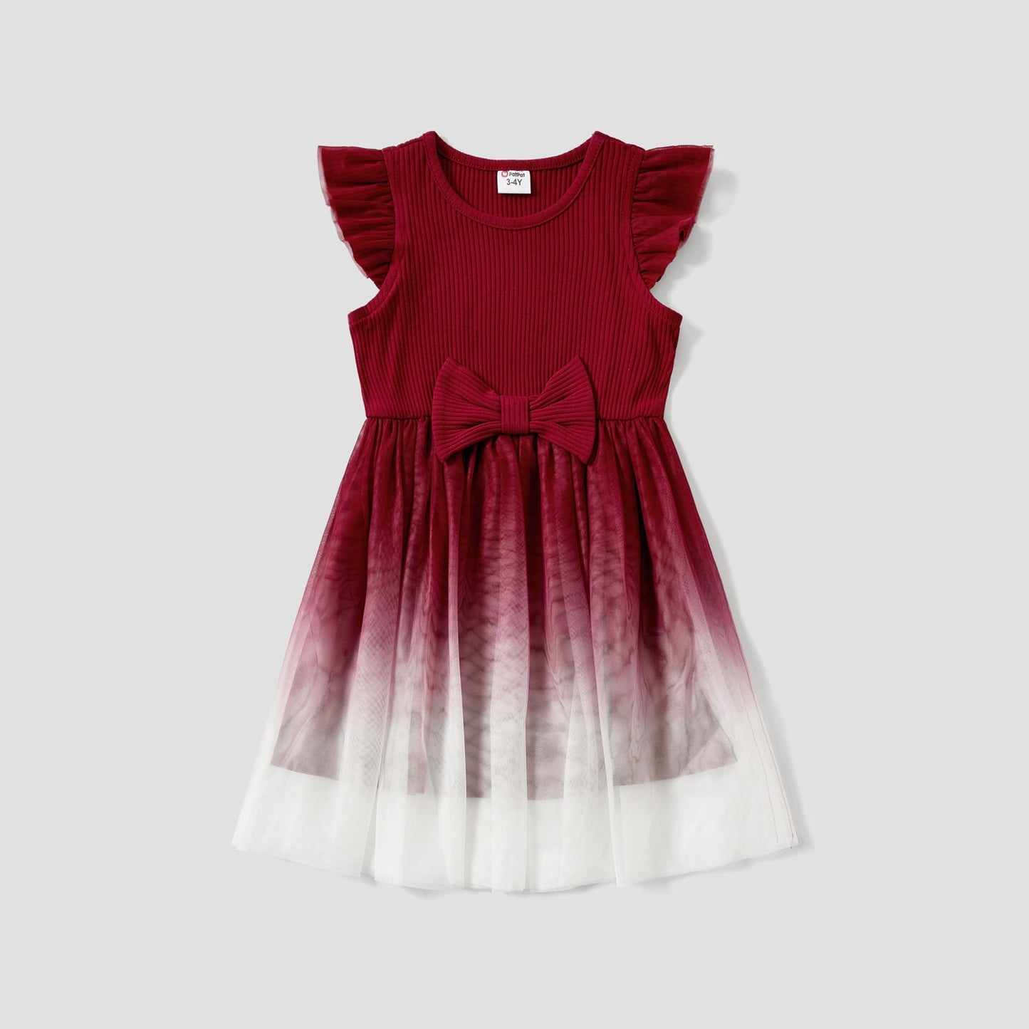Mommy and Me Cotton Ribbed Spliced Ombre Mesh Dresses - 20598454