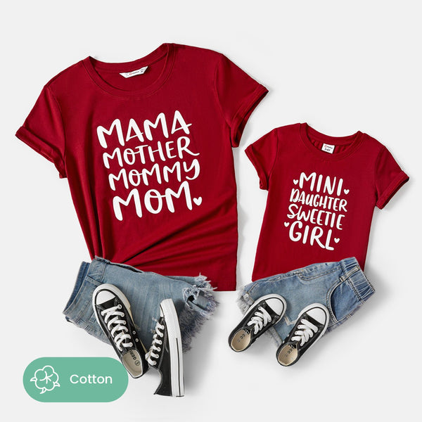 Mommy and Me Cotton Short-sleeve Letter Print Tee - 20586868