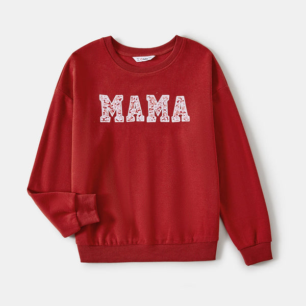 Mommy and Me Embroidery Letter Print Long Sleeve Sweatshirts - 20705640