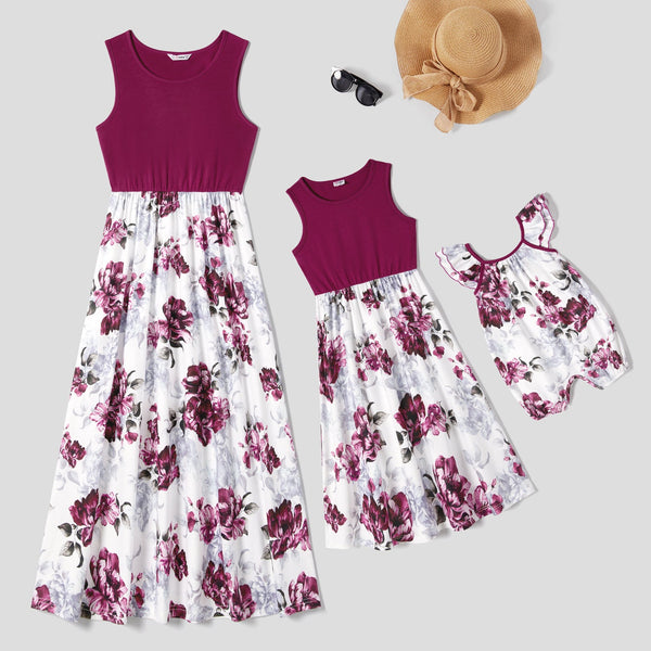 Mommy and Me Floral Panel Tank Dresses - 20667514