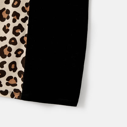 Mommy and Me Naia? Leopard & Black Spliced Bodycon Cami Dresses - 20620031