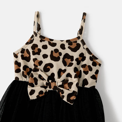 Mommy and Me Naia? Leopard & Black Spliced Bodycon Cami Dresses - 20620031