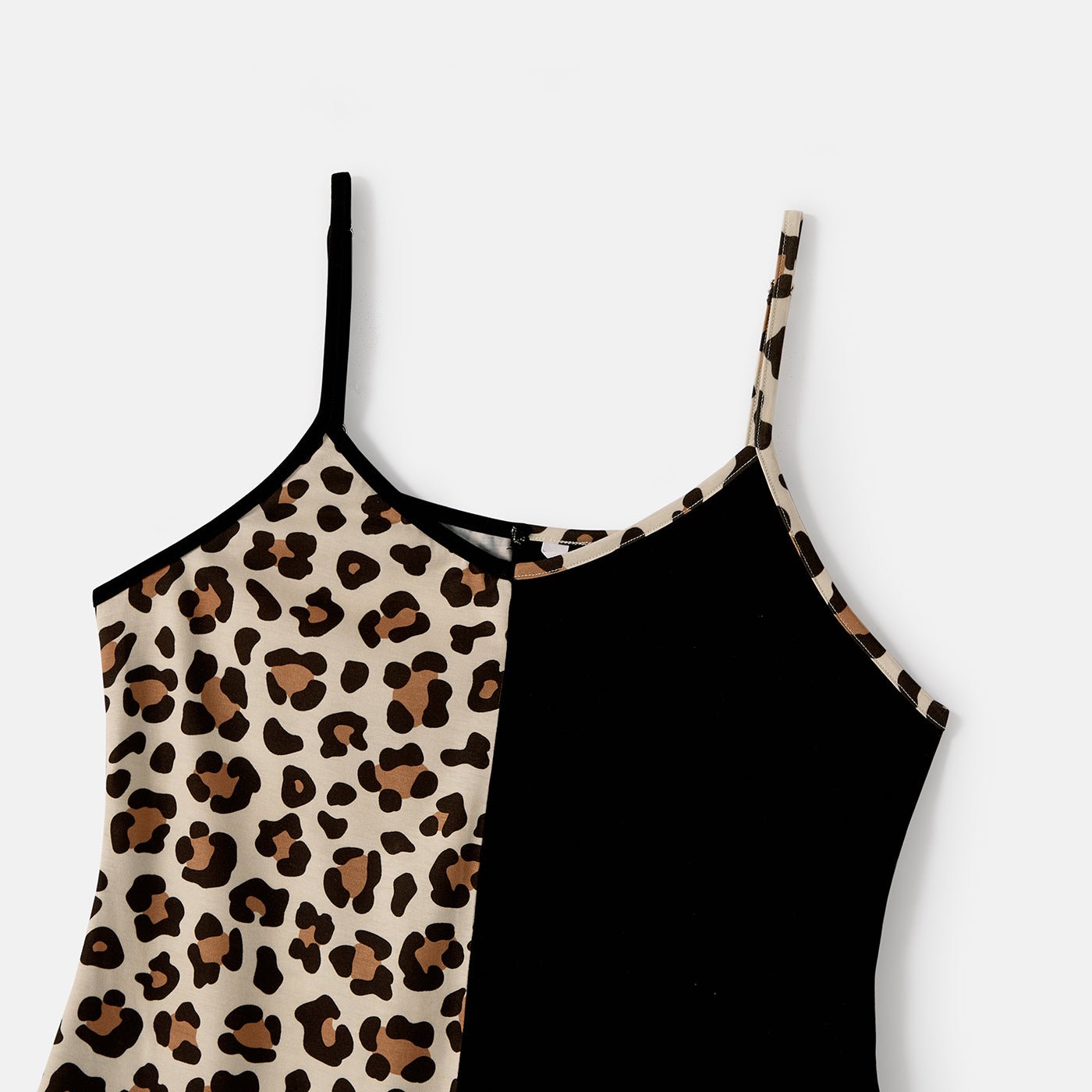 Mommy and Me Naia? Leopard & Black Spliced Bodycon Cami Dresses - 20620031