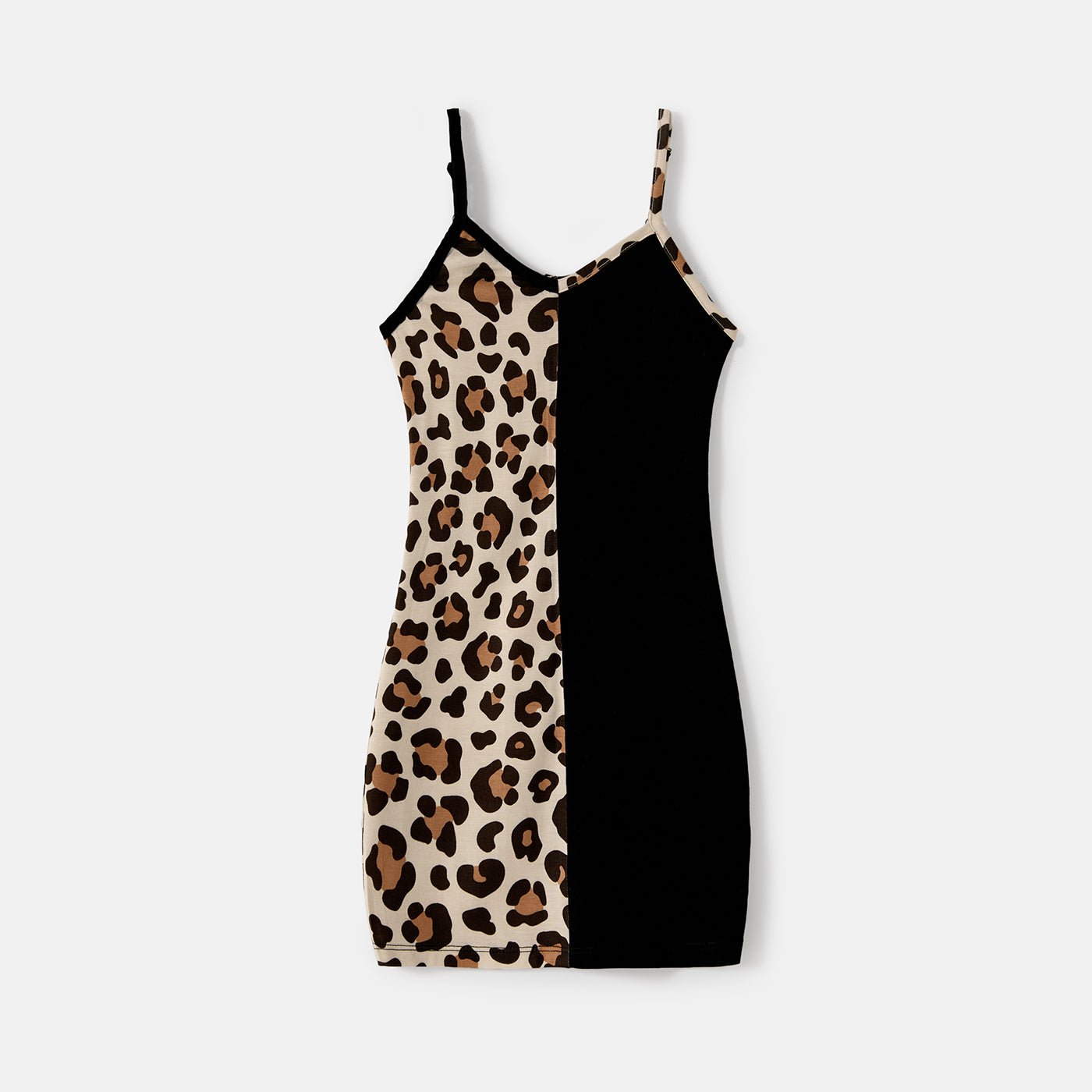 Mommy and Me Naia? Leopard & Black Spliced Bodycon Cami Dresses - 20620031