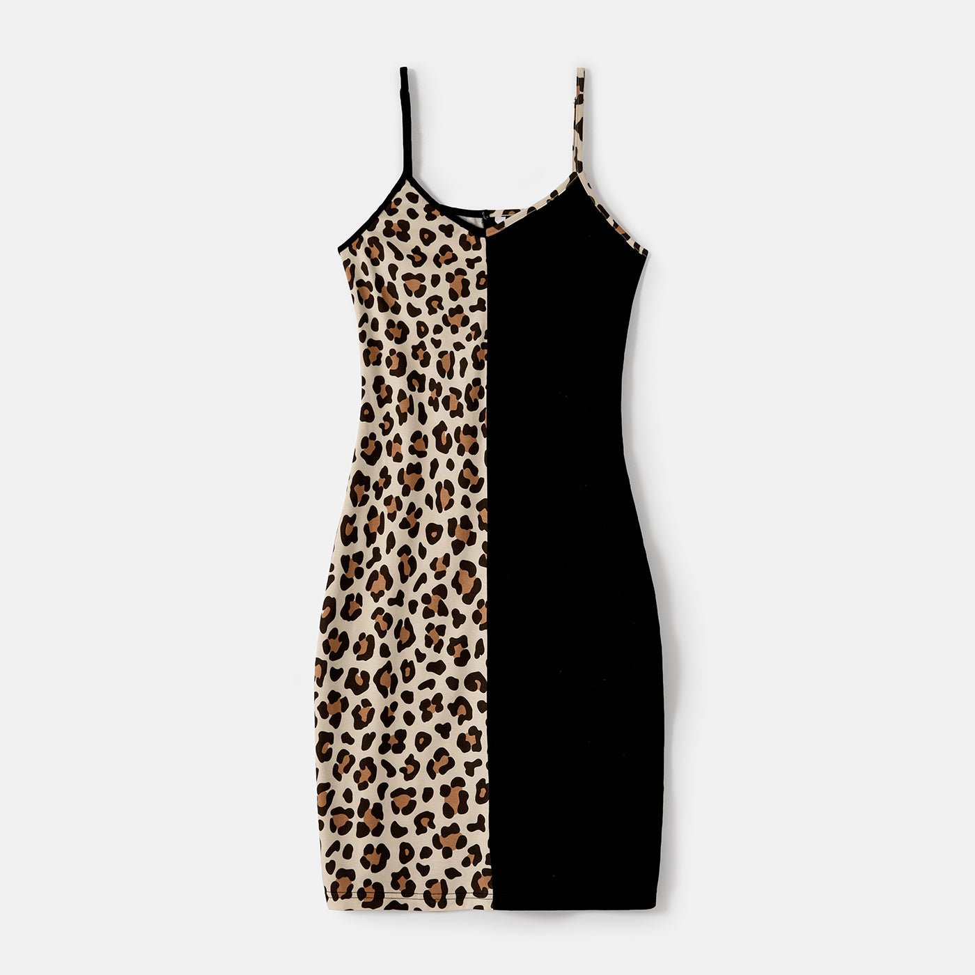 Mommy and Me Naia? Leopard & Black Spliced Bodycon Cami Dresses - 20620031