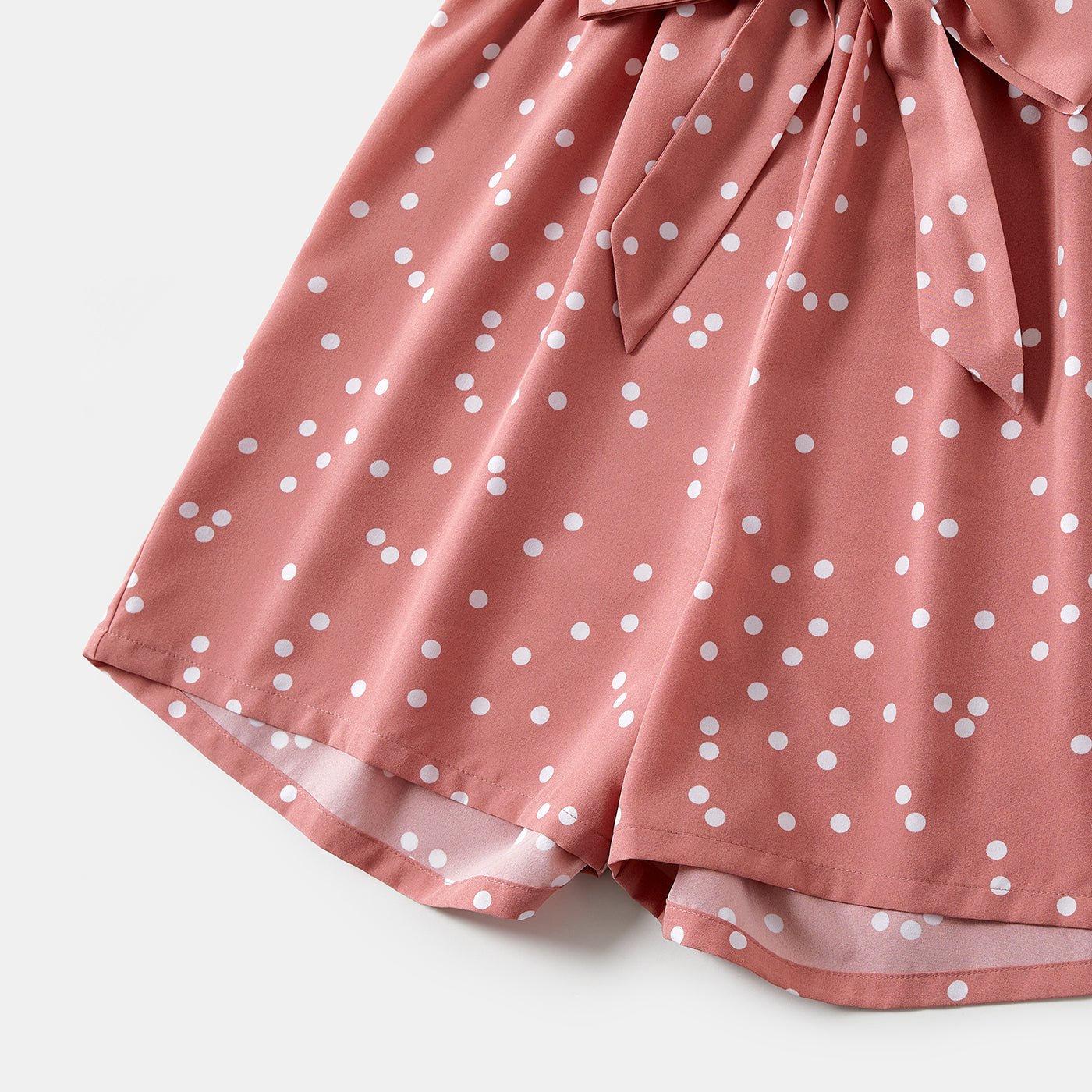 Polka Dots Pink Halter Neck Sleeveless Belted Romper for Mom and Me - 20396498