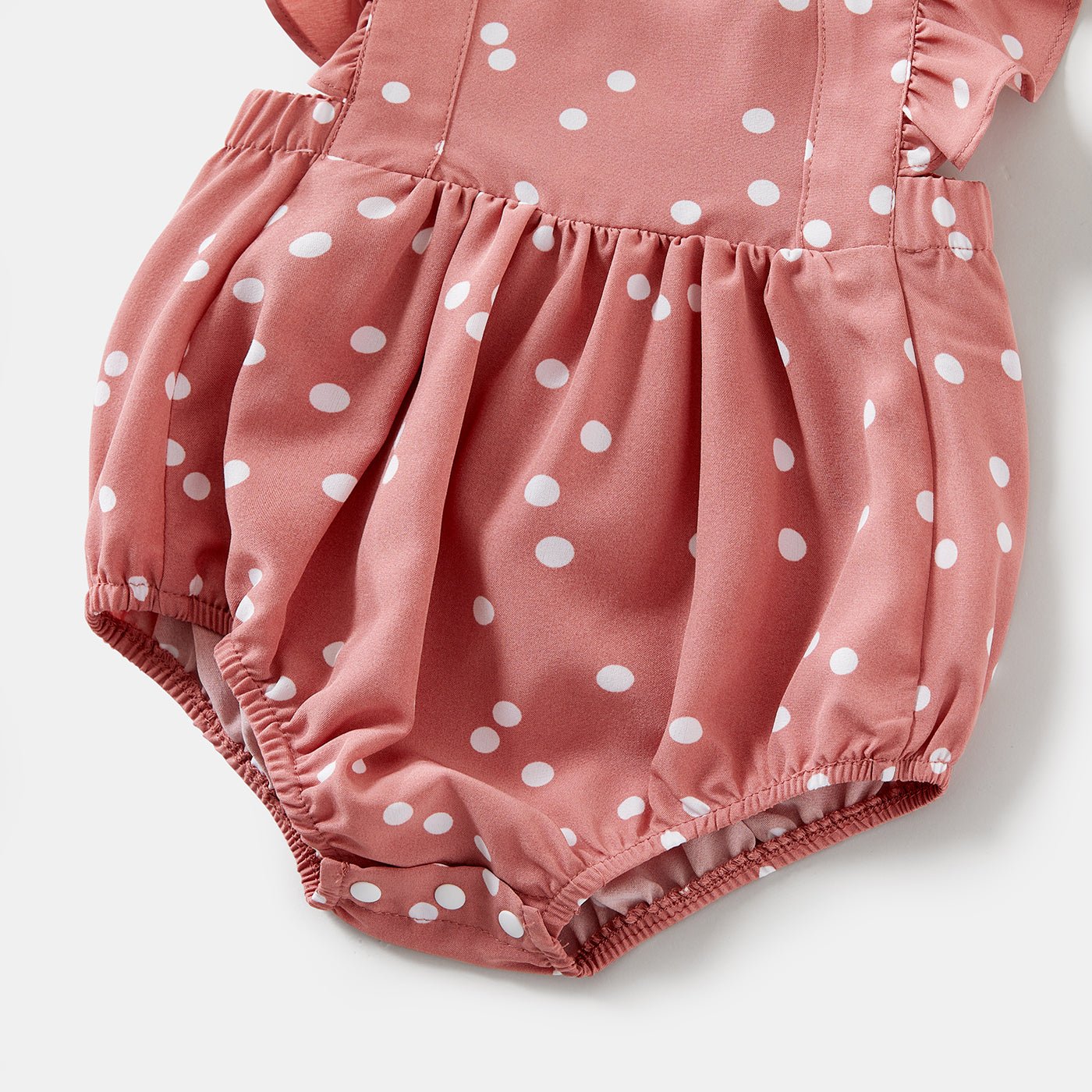 Polka Dots Pink Halter Neck Sleeveless Belted Romper for Mom and Me - 20396498