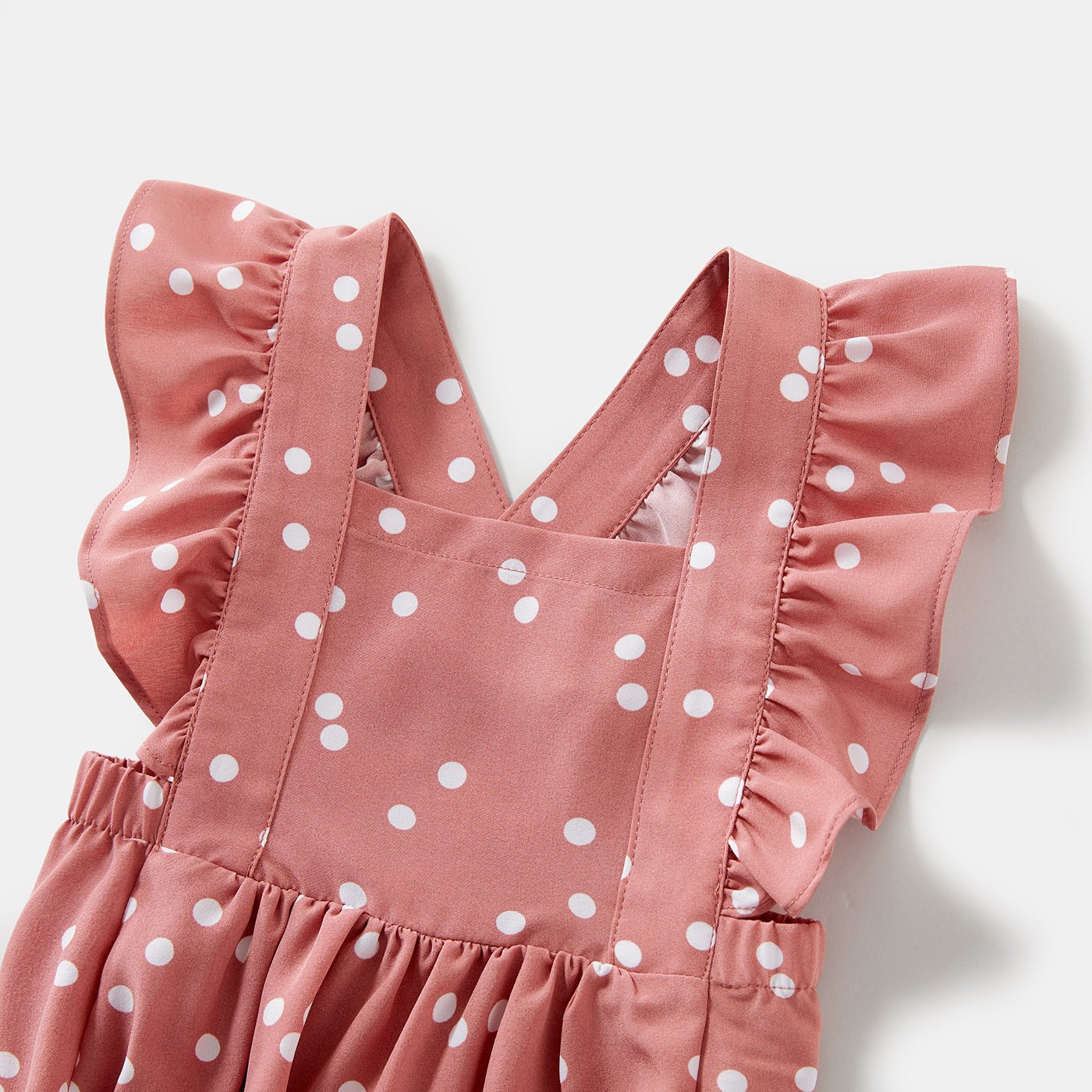 Polka Dots Pink Halter Neck Sleeveless Belted Romper for Mom and Me - 20396498