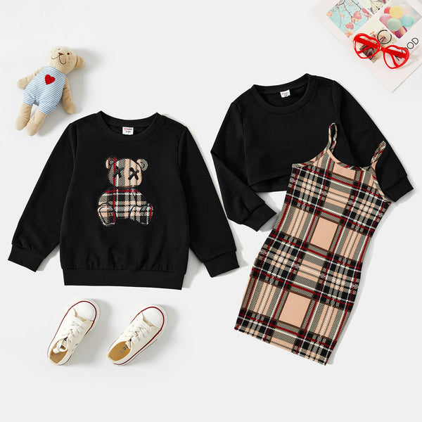 Siblings matching plaid two-piece sets - 20673176