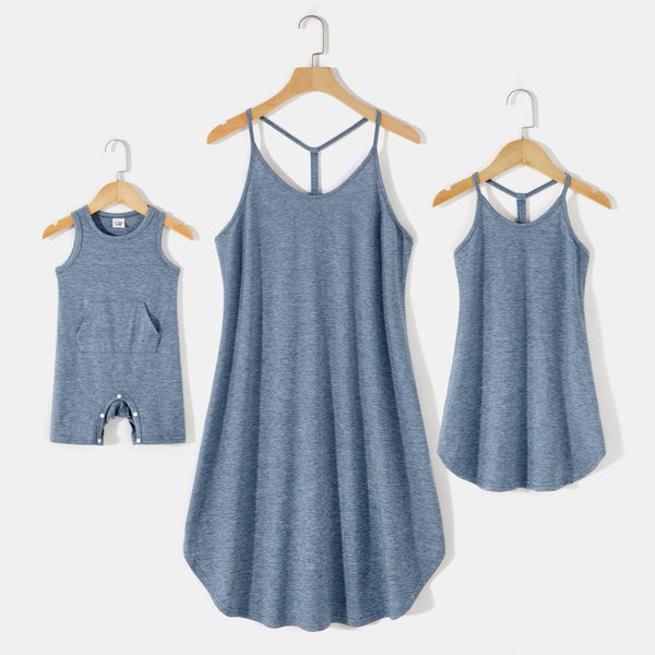 Solid 95% Cotton Slip Dress for Mom and Me - 20451453
